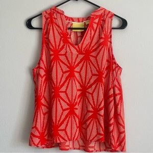 Anthropologie Maeve Enna Orange Geometric Sleeveless Tank Blouse - Size 2